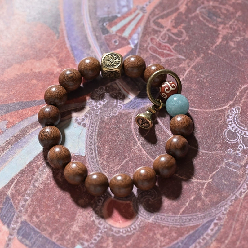 Golden Silkwood Mala Bracelet for Meditation, Healing & Spiritual Growth