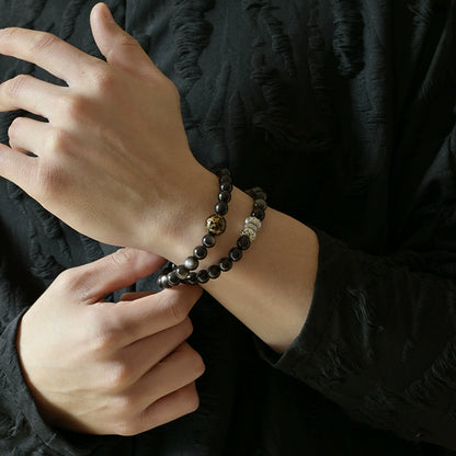 Ebony & Obsidian Lotus Mala for Balance, Peace & Compassion