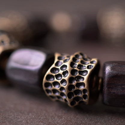 Artisan Ebony & Brass Feng Shui Bracelet for Balance & Healing