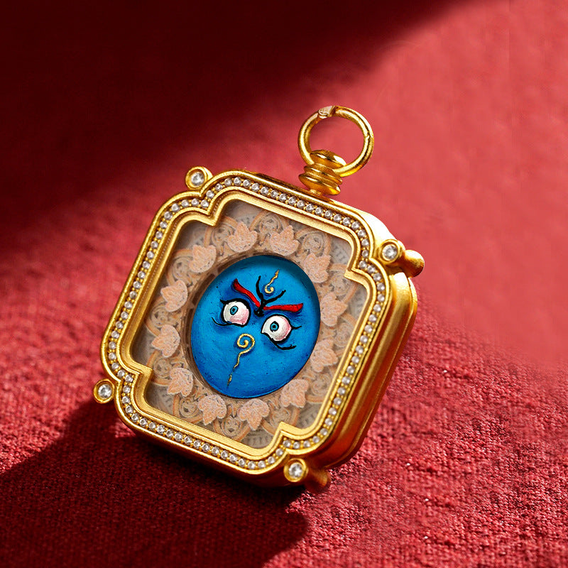Hand-Painted Tibetan Tsha-Tsha Clay Pendant with Brass Frame (40+ Styles)