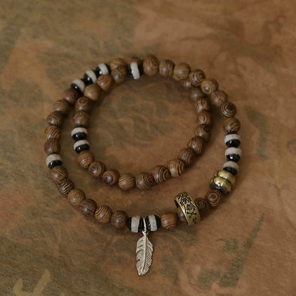 Wenge Wood Buddha Bracelet for Protection, Peace, and Compassion