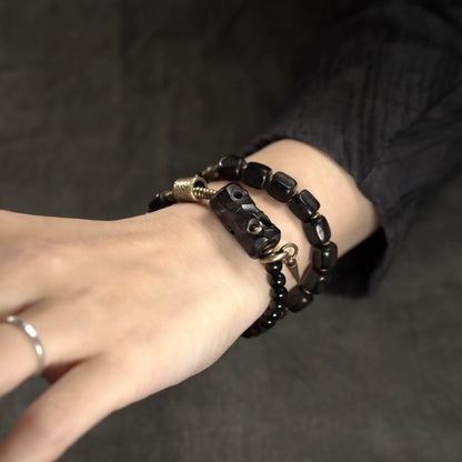 Obsidian & Ebony Buddha Beads Mala for Protection and Strength