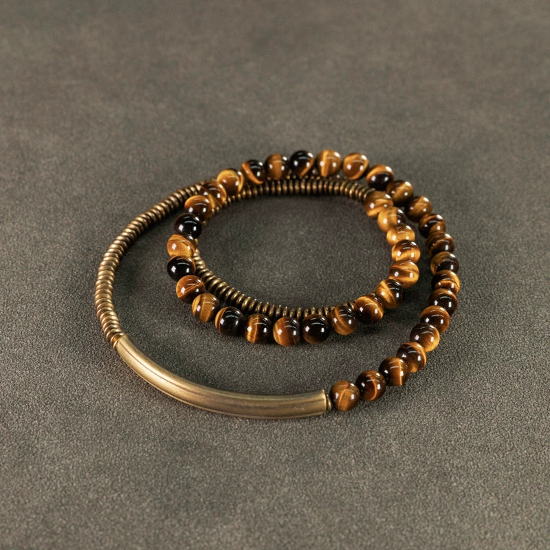 Antique Copper Bracelet with Stone | Stackable Wrap for Courage, Confidence & Strength