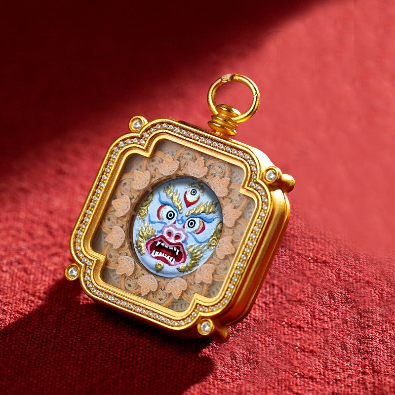 Hand-Painted Tibetan Tsha-Tsha Clay Pendant with Brass Frame (40+ Styles)