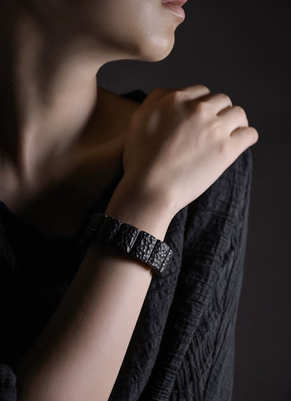 Hand-Hammered Ebony Feng Shui Bracelet - Peace, Vitality & Healing