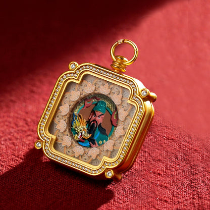 Hand-Painted Tibetan Tsha-Tsha Clay Pendant with Brass Frame (40+ Styles)
