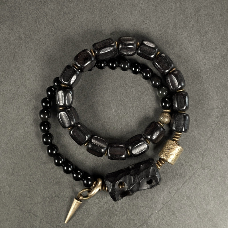 Obsidian & Ebony Buddha Beads Mala for Protection and Strength