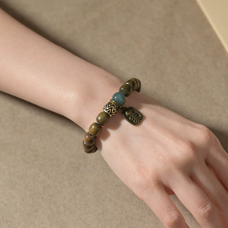 Verawood & Jade Buddhist Bracelet for Spiritual Growth & Compassion