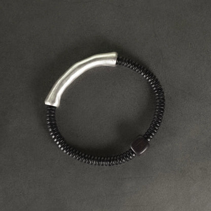 Sterling Silver & Ebony Wood Tibetan Bracelet for Grounding and Healing