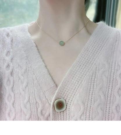 Authentic Jade Prosperity Pendant Necklace - S925 Silver Chain