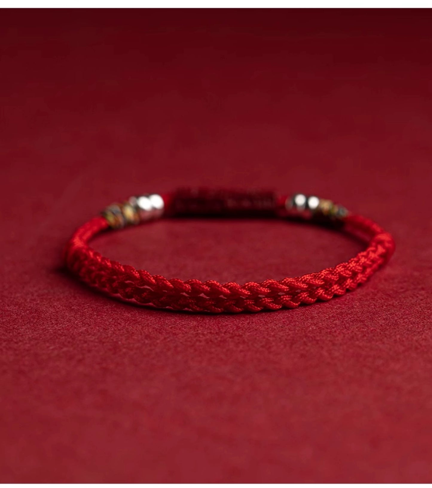 Hand-Braided Red String Cinnabar Bracelet for Protection & Luck