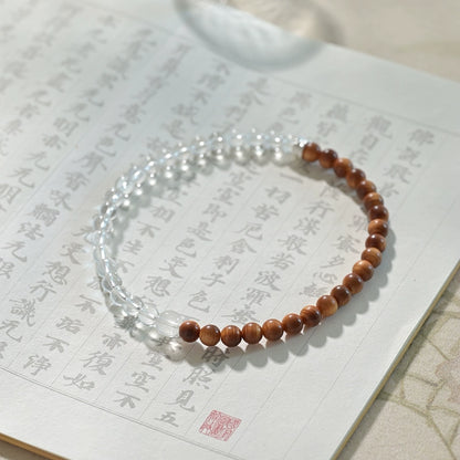 Clear Quartz & Cypress Wood Bracelet for Healing and Purification