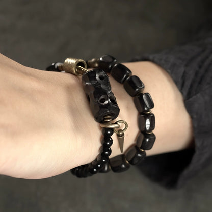 Obsidian & Ebony Buddha Beads Mala for Protection and Strength