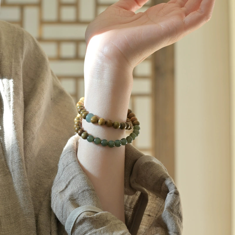Verawood & Jade Breeze of Luck Mala Bracelet