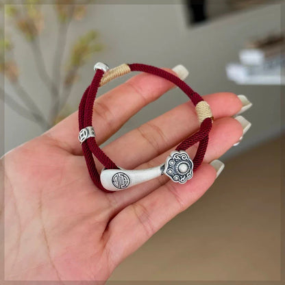S925 Sterling Silver "Ruyi" Red String Bracelet (Adjustable)