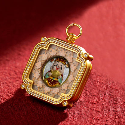 Hand-Painted Tibetan Tsha-Tsha Clay Pendant with Brass Frame (40+ Styles)