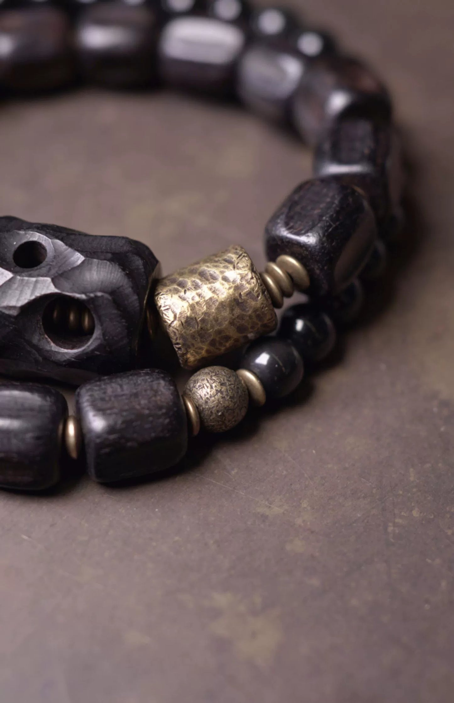 Obsidian & Ebony Buddha Beads Mala for Protection and Strength