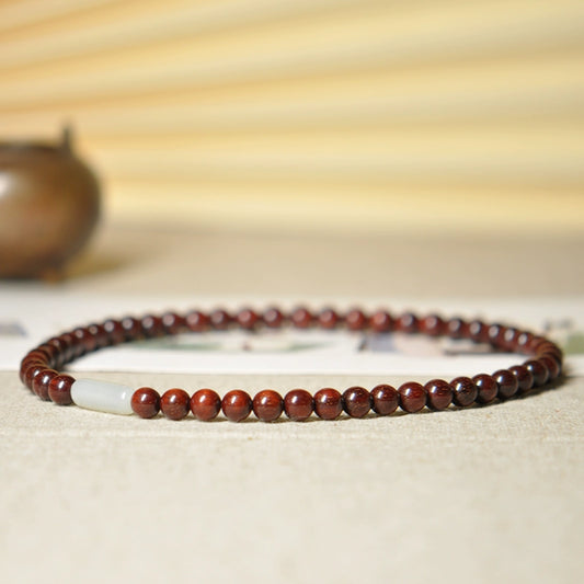 African Padauk & White Jade Bracelet for Purity, Healing & Protection