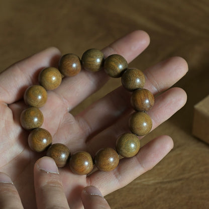 Green Sandalwood Buddha with Beads Bracelet | Wooden Religious Beads for Meditation & Spiritual Growth