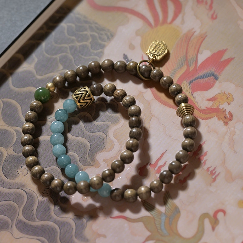 Mystic Mountain & Sea Mala with Jade & Aquamarine