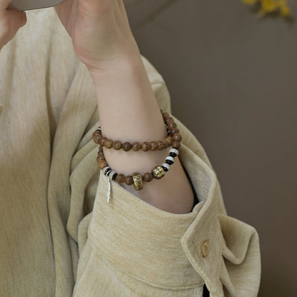 Wenge Wood Buddha Bracelet for Protection, Peace, and Compassion