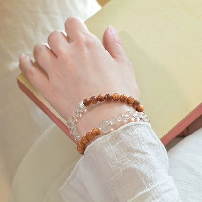 Clear Quartz & Cypress Wood Bracelet for Healing and Purification