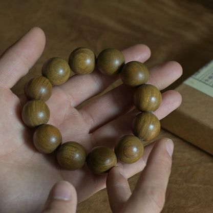 Green Sandalwood Buddha with Beads Bracelet | Wooden Religious Beads for Meditation & Spiritual Growth
