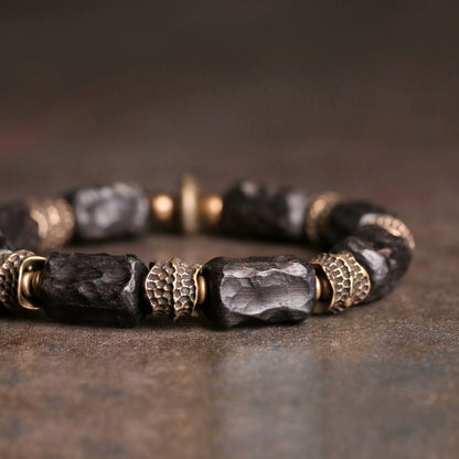 Hand-Carved Ebony & Brass Vitality Bracelet - Spiritual Growth & Healing