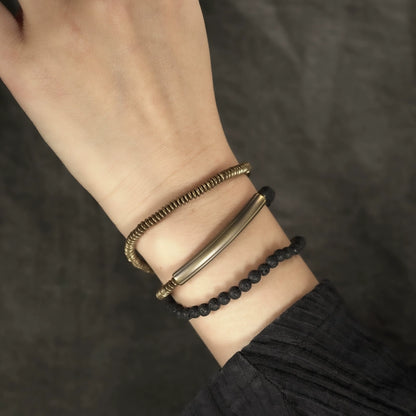 Antique Copper Bracelet with Stone | Stackable Wrap for Courage, Confidence & Strength