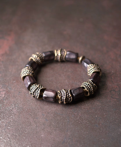 Artisan Ebony & Brass Feng Shui Bracelet for Balance & Healing