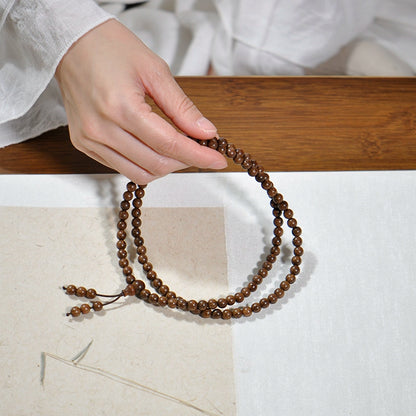 African Golden Silkwood 108 Mala Beads for Peace, Wisdom & Healing