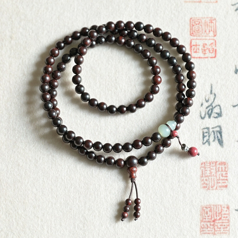 Indian Zitan Sandalwood & Jade Mala for Peace, Compassion & Abundance
