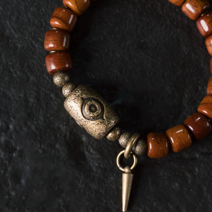 Tibetan Eye of Protection Bracelet with Bone & Brass
