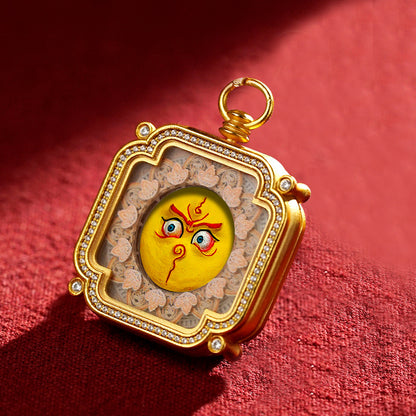 Hand-Painted Tibetan Tsha-Tsha Clay Pendant with Brass Frame (40+ Styles)