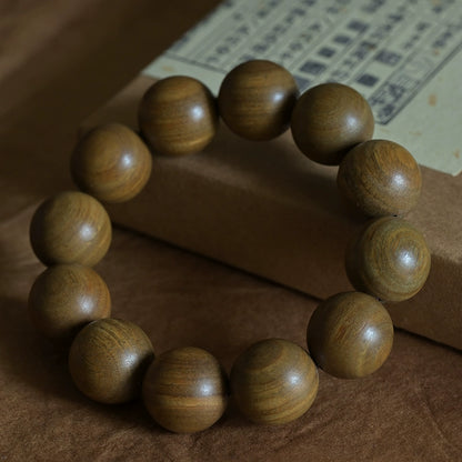 Green Sandalwood Buddha with Beads Bracelet | Wooden Religious Beads for Meditation & Spiritual Growth