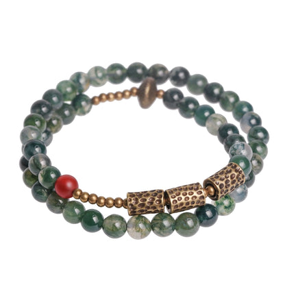 Moss Agate Bracelet with Stone | Beaded Bracelet & Copper Bracelets for Wealth & Good Fortune