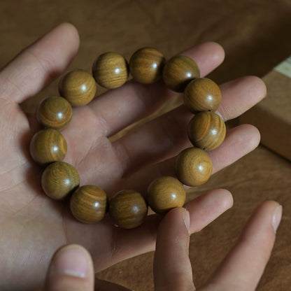 Green Sandalwood Buddha with Beads Bracelet | Wooden Religious Beads for Meditation & Spiritual Growth