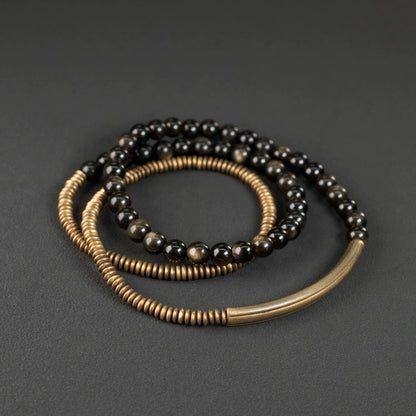 Antique Copper Bracelet with Stone | Stackable Wrap for Courage, Confidence & Strength