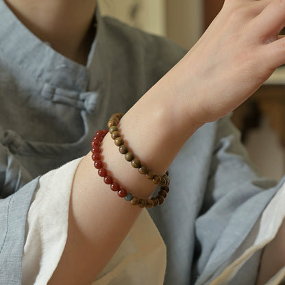 Verawood, Jade & Agate Bracelet Set for Peace, Healing & Purity