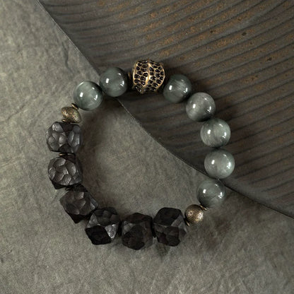 Hawk's Eye & Ebony Good Fortune Bracelet - Healing & Protection