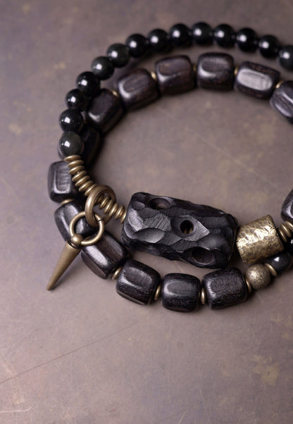 Obsidian & Ebony Buddha Beads Mala for Protection and Strength