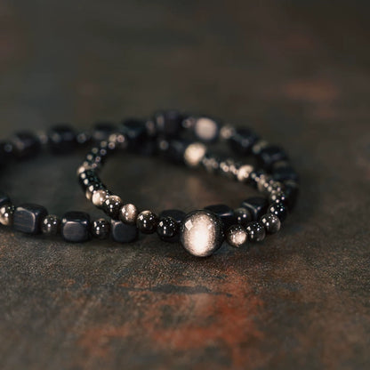 Obsidian & Ebony Vitality Wrap Bracelet - Focus & Balance