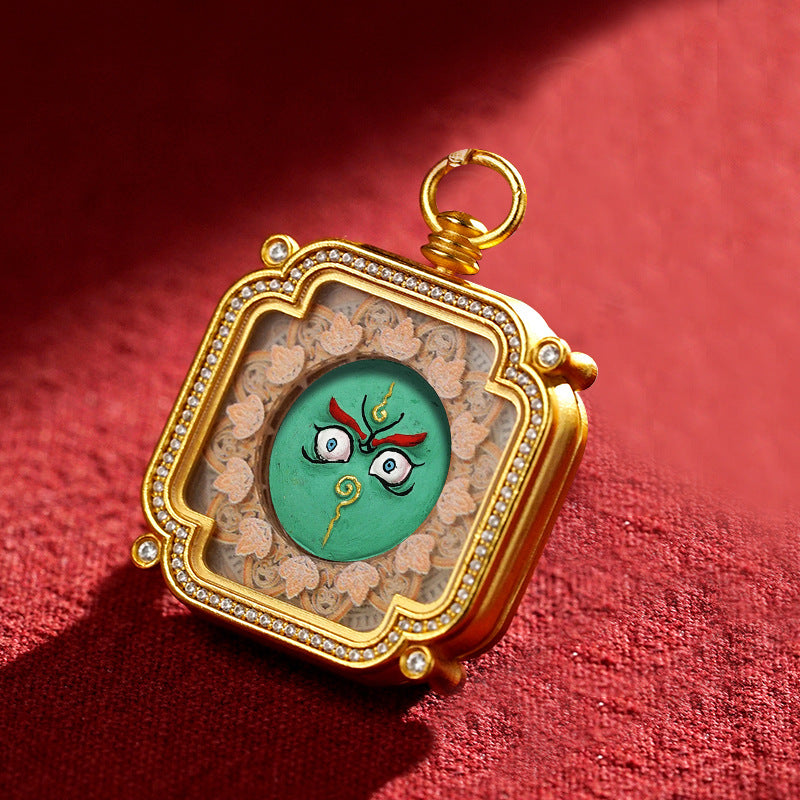 Hand-Painted Tibetan Tsha-Tsha Clay Pendant with Brass Frame (40+ Styles)