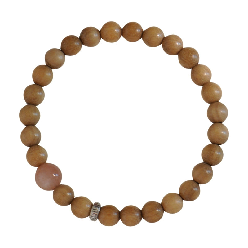 Papuan Sandalwood & Sunstone Mala for Peace, Meditation & Spiritual Growth