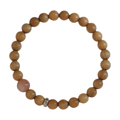 Papuan Sandalwood & Sunstone Mala for Peace, Meditation & Spiritual Growth