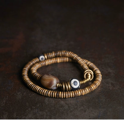 Sandalwood & Dzi Bead Grounding Bracelet for Spiritual Growth
