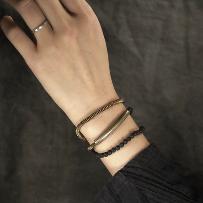 Antique Copper Bracelet with Stone | Stackable Wrap for Courage, Confidence & Strength