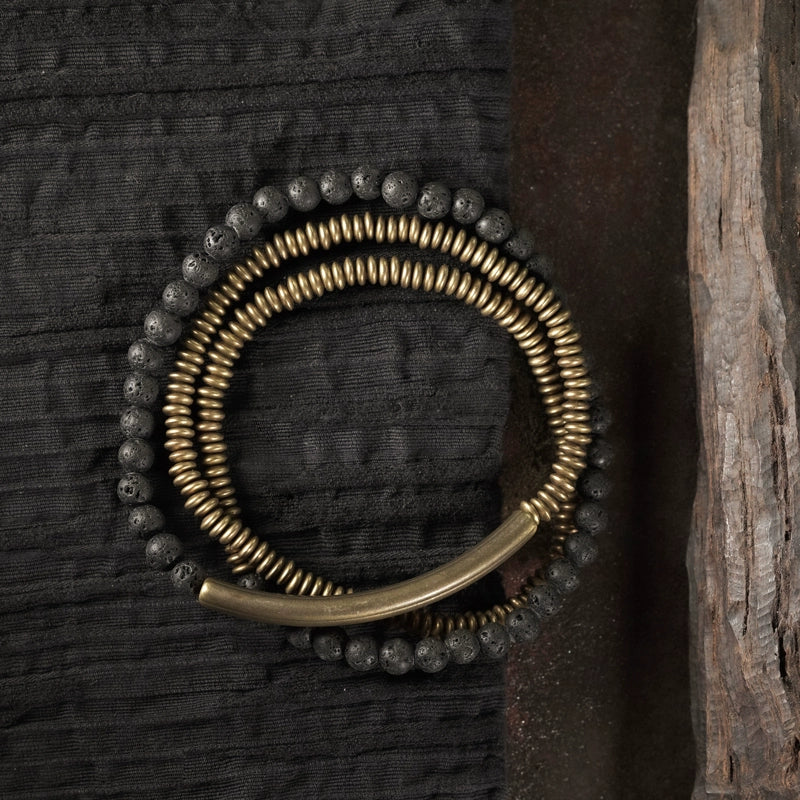 Antique Copper Bracelet with Stone | Stackable Wrap for Courage, Confidence & Strength