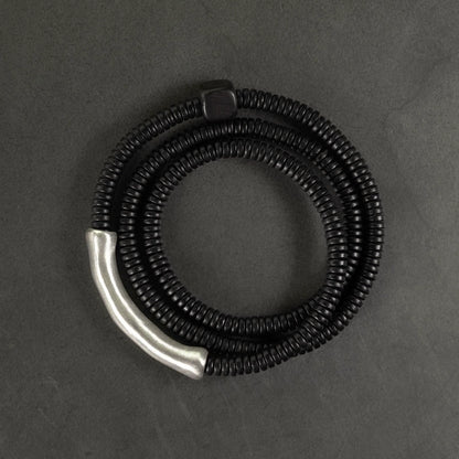 Ebony Wood & Silver Feng Shui Protection Bracelet - Healing & Communication