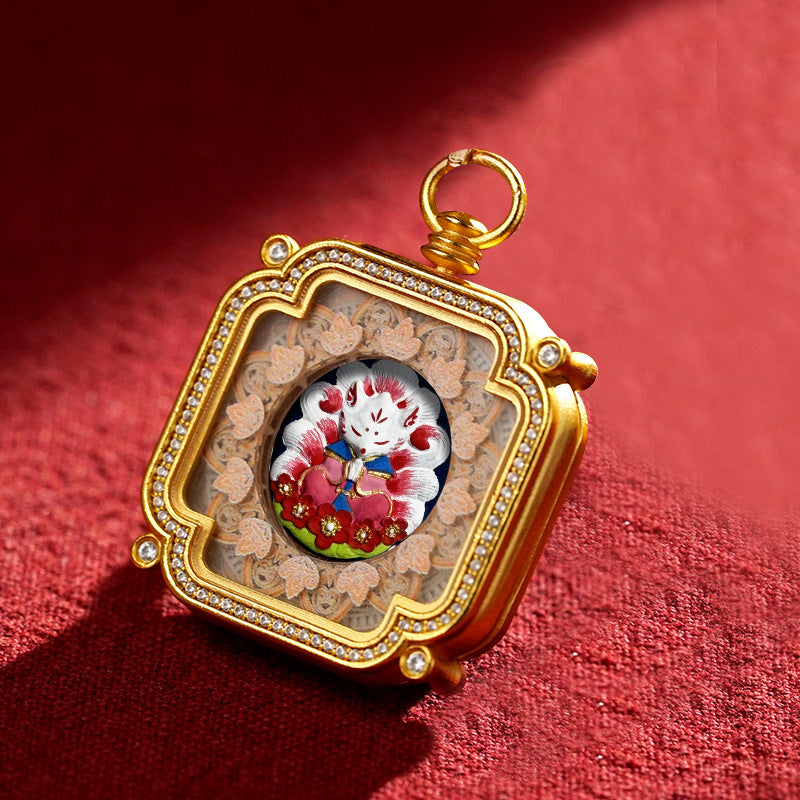 Hand-Painted Tibetan Tsha-Tsha Clay Pendant with Brass Frame (40+ Styles)